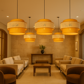 Mustard Yellow- Rattan Pendant Lamp with Suspension